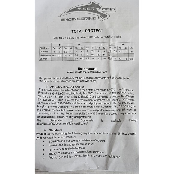 Tiger Grip Total Protect Plus Anti-Slip Overshoe w/Toe Cap & Midsole Medium - Picture 3 of 9